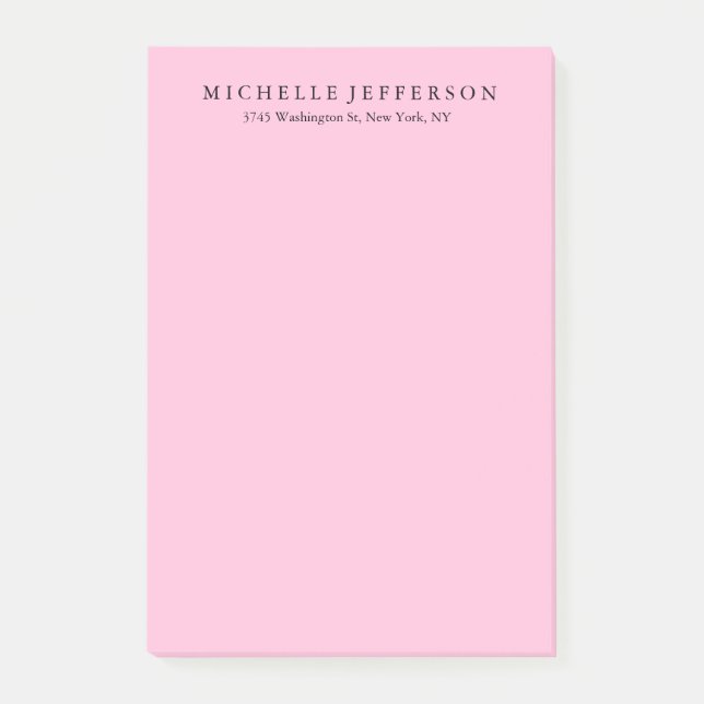Unique Stylish Modern Elegant Pink Post-it Notes (Front)