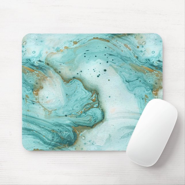 Unique Stylish Modern Marble Swirls Motif Mouse Mat (With Mouse)
