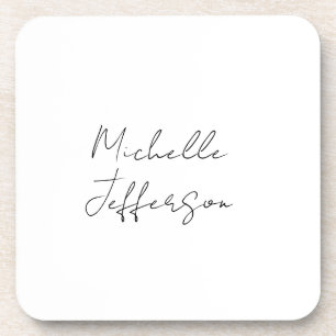 Unique Stylish Modern Plain Calligraphy Add Name Coaster