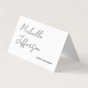 Unique Stylish Modern Plain Calligraphy Business Card
