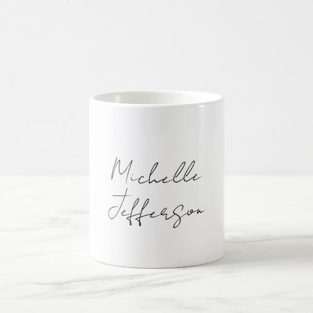 Unique Stylish Modern Plain Calligraphy Coffee Mug (Center)