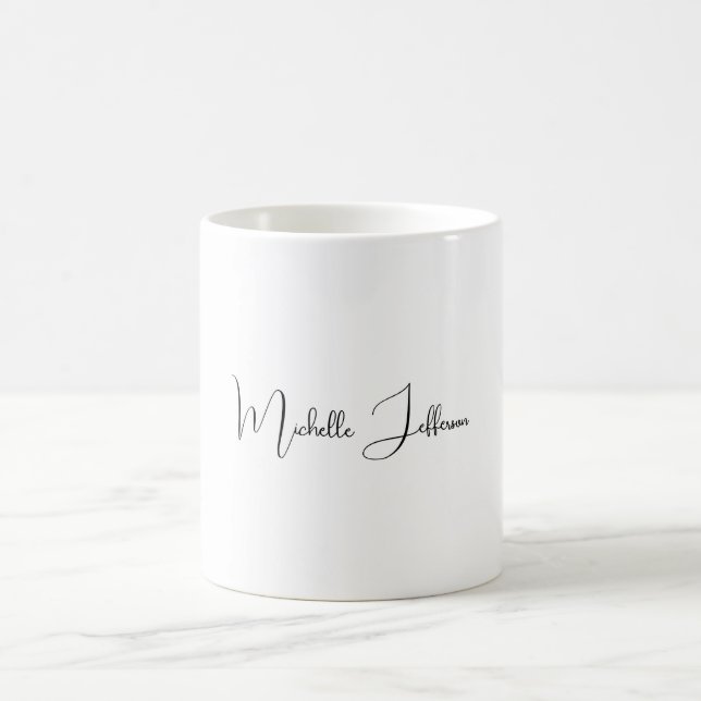 Unique Stylish Modern Plain Calligraphy Coffee Mug (Center)