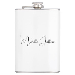 Unique Stylish Modern Plain Calligraphy Hip Flask