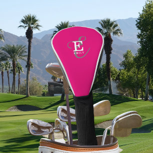 Unique Stylish Monogram Typography Hot Pink Golf Head Cover
