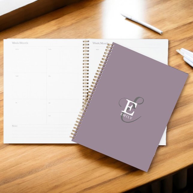 Unique Stylish Name and Monogram Typography Purple Planner (Creator Uploaded)