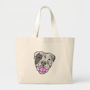 Unique & Stylish Pit Bull Love Graphic Large Tote Bag