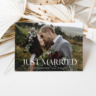 Unique Stylish Text and Photos Just Married Invitation