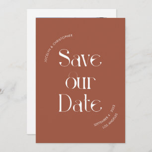 Unique Stylish Typography Terracotta Photo Save The Date