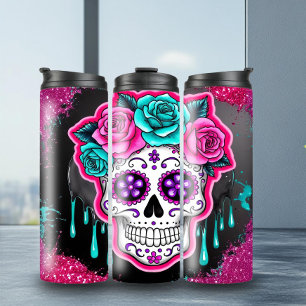 Unique Sugar Skull Thermal Tumbler