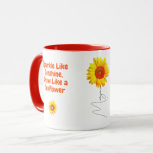 Unique Sunflower Coffee Mug Gift for Her (Name)