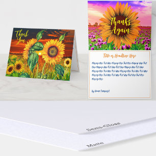 Unique Sunflowers (Cute Thanks Message) Beautiful Thank You Card