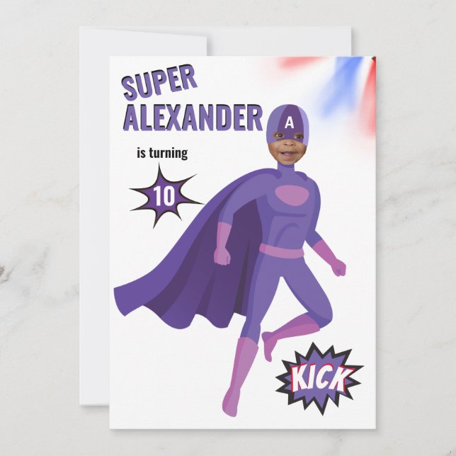 Unique Superhero Amazing Boy Fabulous Birthday Invitation (Front)