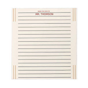 Unique Teacher Lined Paper From The Desk Of Notepad