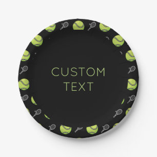 Unique Tennis Racket Ball Pattern Player's Party Paper Plate