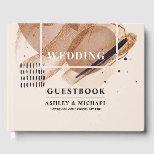 Unique Terracotta brown copper glitter wedding Guest Book