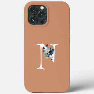 Unique text with cute blue flowers Modern pink iPhone 13 Pro Max Case