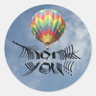 Unique Thank You Telescoping Text Hot Air Balloon Classic Round Sticker
