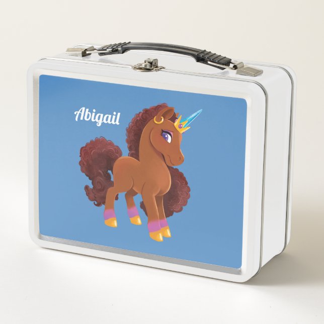 Unique the Unicorn Standing Proud Metal Lunch Box (Front)