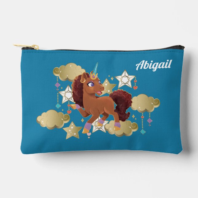 Unique the Unicorn Stars & Clouds Accessory Pouch (Front)