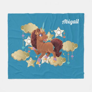 Unique the Unicorn Stars & Clouds Fleece Blanket