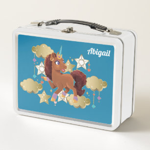 Unique the Unicorn Stars & Clouds Metal Lunch Box