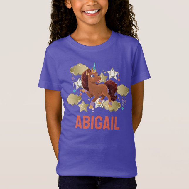 Unique the Unicorn Stars & Clouds T-Shirt (Front)