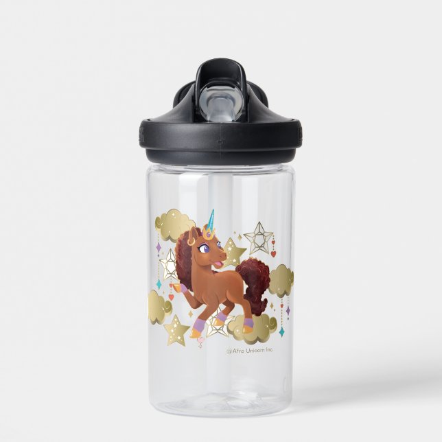 Unique the Unicorn Stars & Clouds Water Bottle (Front)