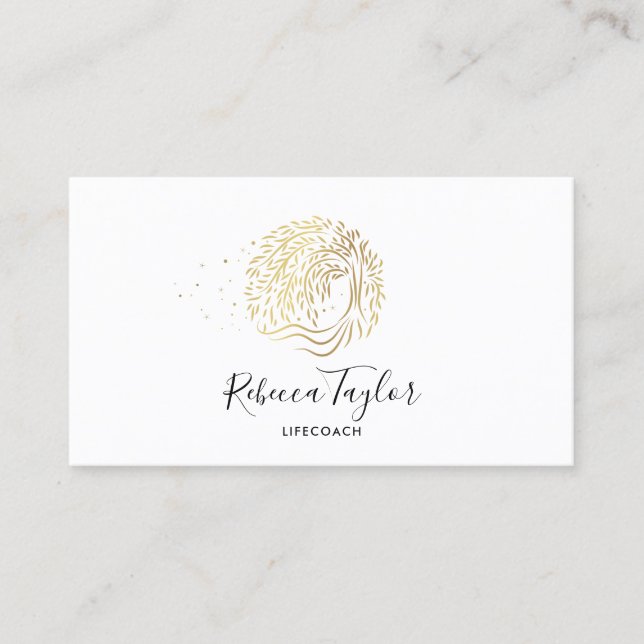 unique therapist life coach willow tree of life business card (Front)