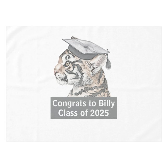 Unique Tiger Graduation Themed Tablecloth (Front (Horizontal))