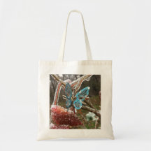 Unique tote bag with butterfly and ice photograph