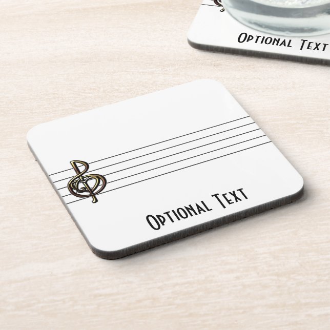 Unique Treble Clef Music Staff Personalizable Coaster (Left Side)