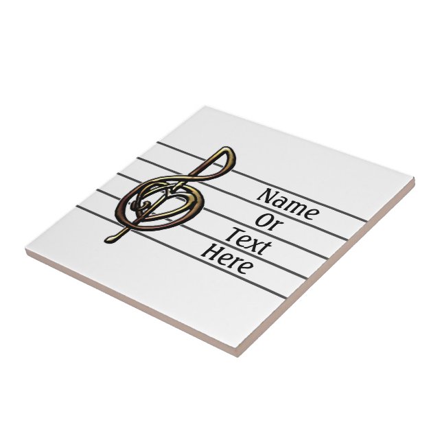 Unique Treble Clef Music Staff Personalizable Tile (Side)