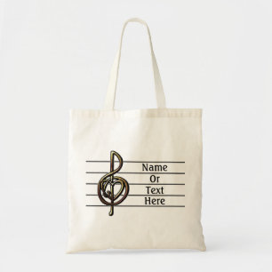 Unique Treble Clef Music Staff Personalizable Tote Bag