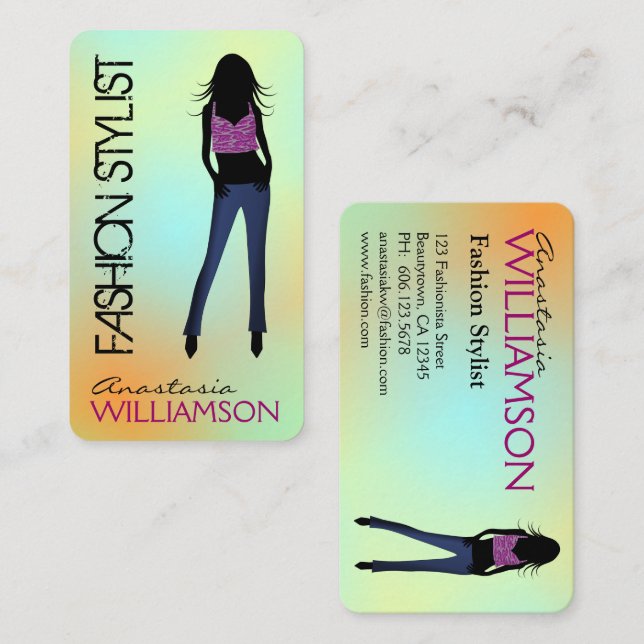 Unique Trendy Fashion Model Stylist Designer Business Card (Front/Back)