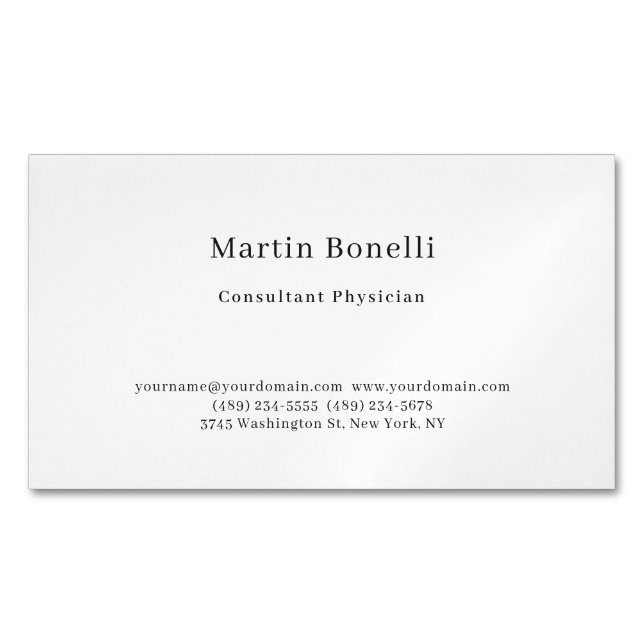 Unique Trendy Minimalist Consultant Physician Magnetic Business Card (Front)