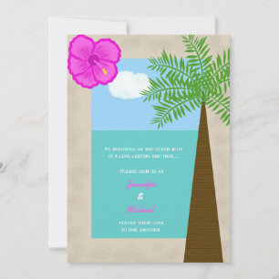 Unique Tropical Beach Wedding Invitation