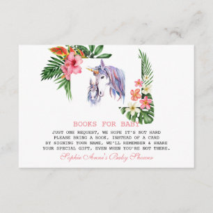 Unique Tropical Flowers Unicorn Baby Shower Enclosure Card