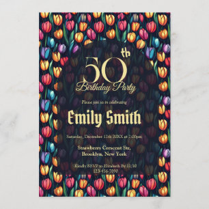 Unique Tulip Aesthetic 5Th Birthday Invitation