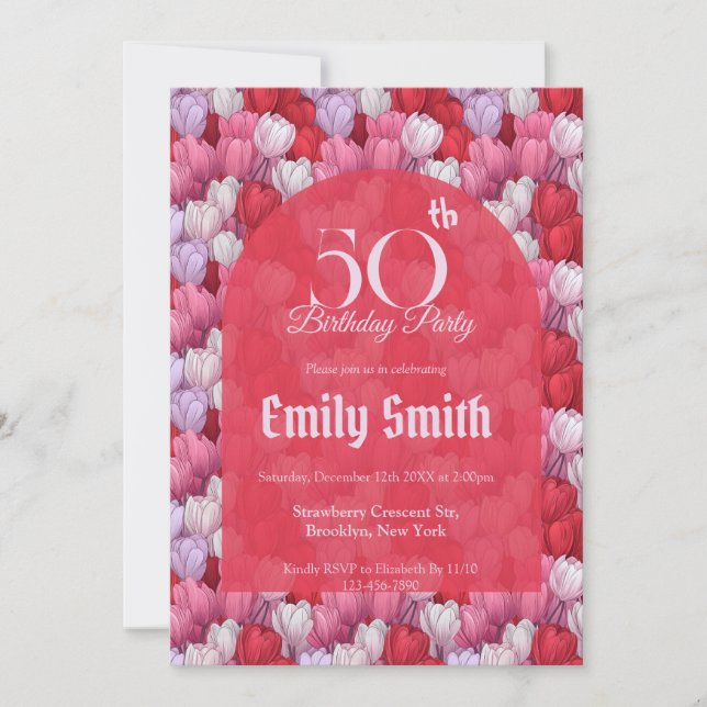 Unique Tulip Luxury 80Th Birthday Invitation (Front)