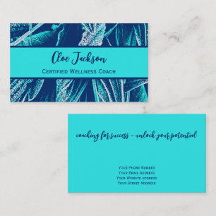Unique Turquoise Teal Nature Life Wellness Coach  Business Card