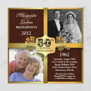 unique two photos 50th anniversary invitations