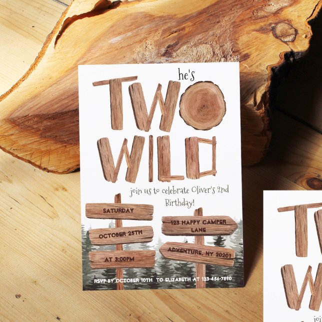 Unique Two Wild Boy 2nd Birthday  Invitation (Creator Uploaded)