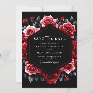 Unique Typography Crimson Red Wedding Save The Date