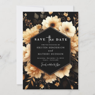 Unique Typography Gold and Black Wedding Save The Date