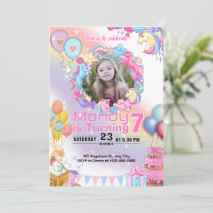 Unique Unicorn Birthday Invitation Girl Party