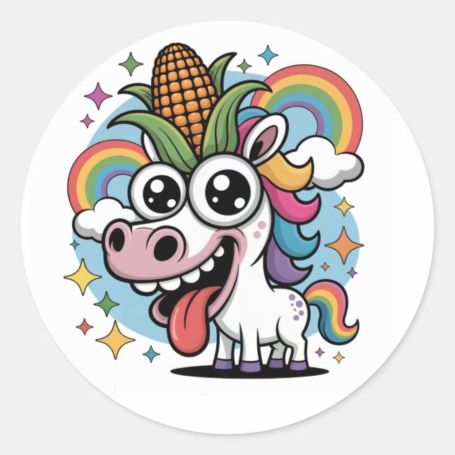 Unique Unicorn Classic Round Sticker (Front)