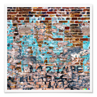 Unique Urban Aesthetic - Tagged Brick Wall Photo Print