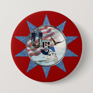 Unique USA Historical Landmark Letters Patriotic 7.5 Cm Round Badge