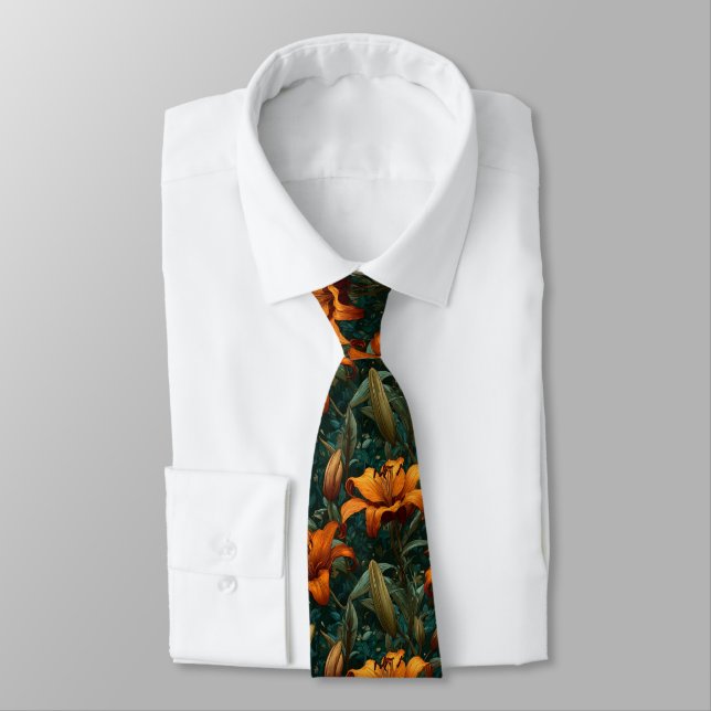 Unique Valentine Gifts For Boyfriend Lilies Floral Tie (Tied)