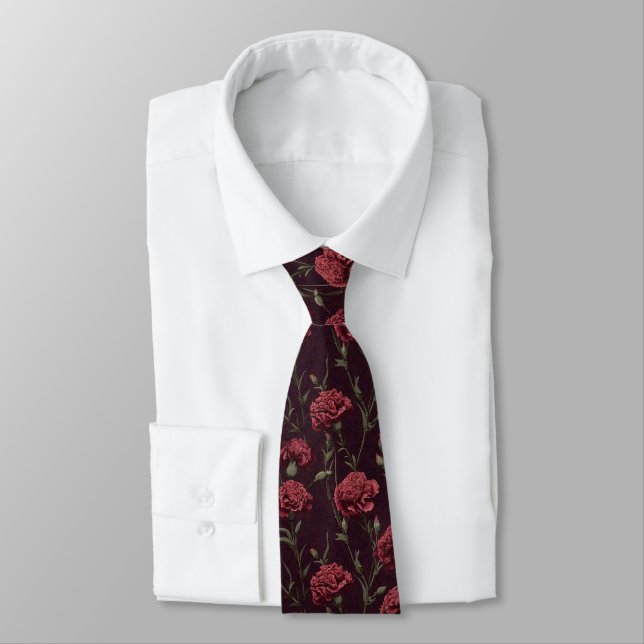 Unique Valentine Gifts For Him Carnation Flower Tie (Tied)
